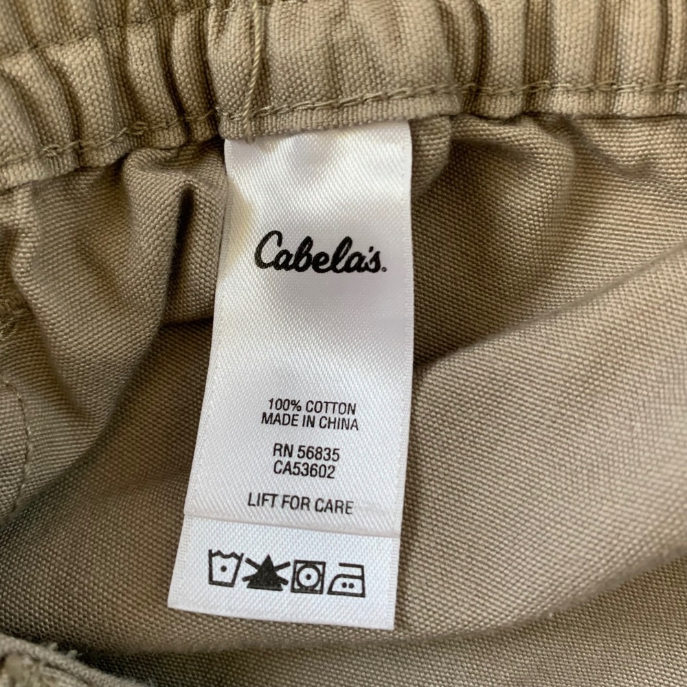 Cabela's Cargo Shorts Mens 44 Tan Cotton Elastic Waist Utility Pockets Outoor - Picture 10 of 11
